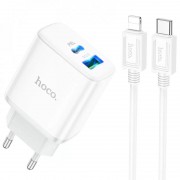 СЗУ Hoco C105A Stage PD20W+QC3.0 (1USB-A/1C) + кабель Type-C to Lightning White