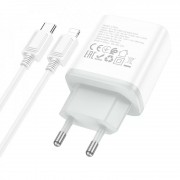 СЗУ Hoco C105A Stage PD20W+QC3.0 (1USB-A/1C) + кабель Type-C to Lightning White