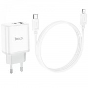 СЗУ Hoco C105A Stage PD20W+QC3.0 (1USB-A/1C) + кабель Type-C to Lightning White