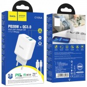 СЗУ Hoco C105A Stage PD20W+QC3.0 (1USB-A/1C) + кабель Type-C to Lightning White