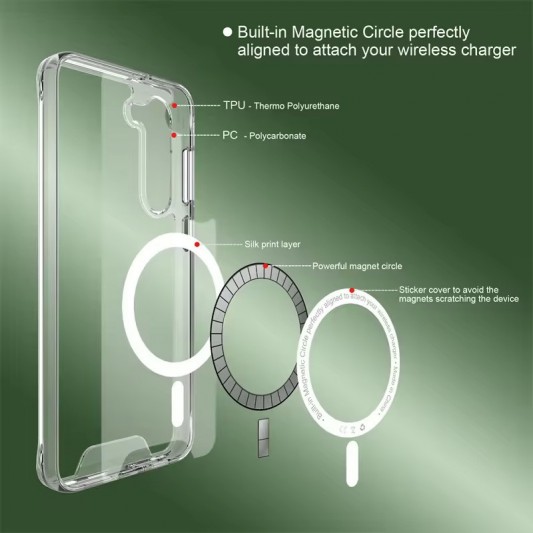 Чехол TPU Space Case with MagSafe для Samsung Galaxy S23 FE Прозрачный - изображение 3