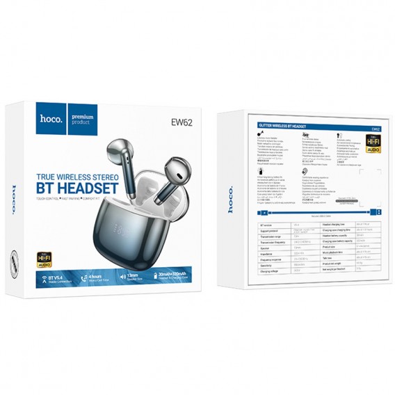 Беспроводные TWS наушники Hoco EW62 Glitter Blue glaze