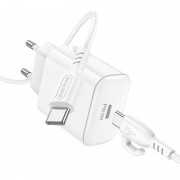 СЗУ Borofone BA81A PD20W (1USB-C) + кабель Type-C to Type-C White