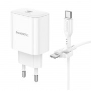 СЗУ Borofone BA81A PD20W (1USB-C) + кабель Type-C to Type-C White