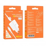 СЗУ Borofone BA81A PD20W (1USB-C) + кабель Type-C to Type-C White