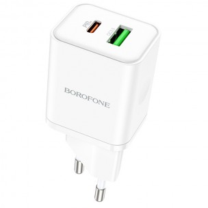Блок живлення Borofone BN7 PD20W+QC3.0 (1USB-A/1C) White