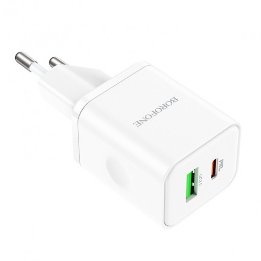 СЗУ Borofone BN7 PD20W+QC3.0 (1USB-A/1C) White - изображение 2