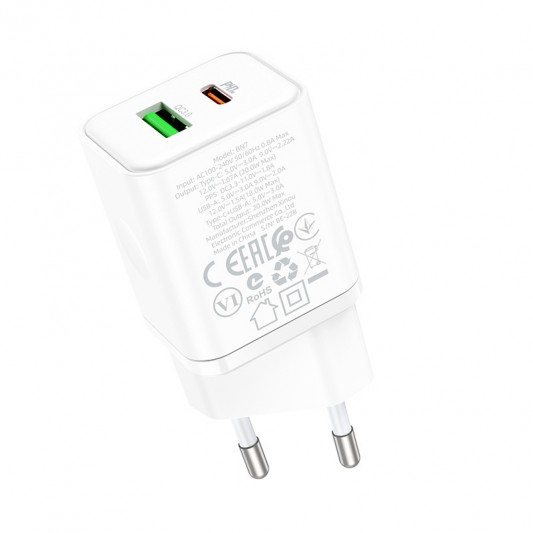 СЗУ Borofone BN7 PD20W+QC3.0 (1USB-A/1C) White - изображение 4