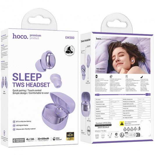 Бездротові TWS навушники Hoco EW200 Elegant Purple - зображення 2 