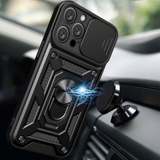 Ударостійкий чохол Camshield Serge Ring для Apple iPhone 13 Pro Max (6.7") Чорний - зображення 1 