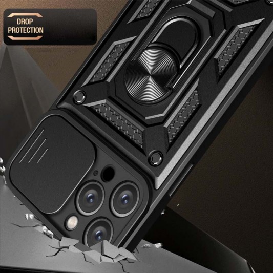 Ударостійкий чохол Camshield Serge Ring для Apple iPhone 13 Pro Max (6.7") Чорний - зображення 4 