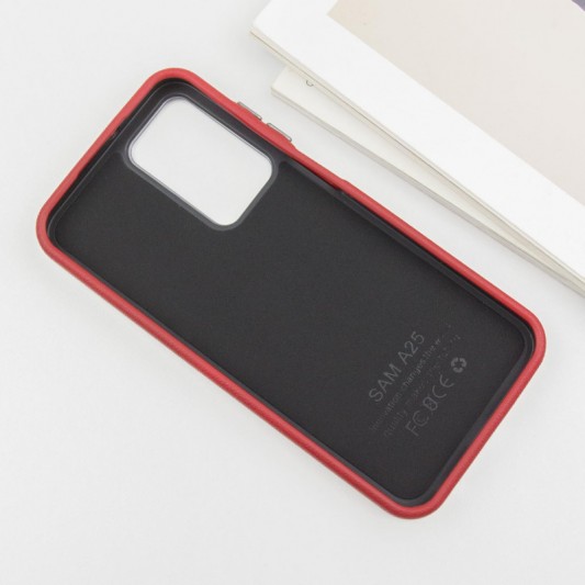 Кожаный чехол Leather Case Metal Buttons для Samsung Galaxy S23 FE Red - изображение 3