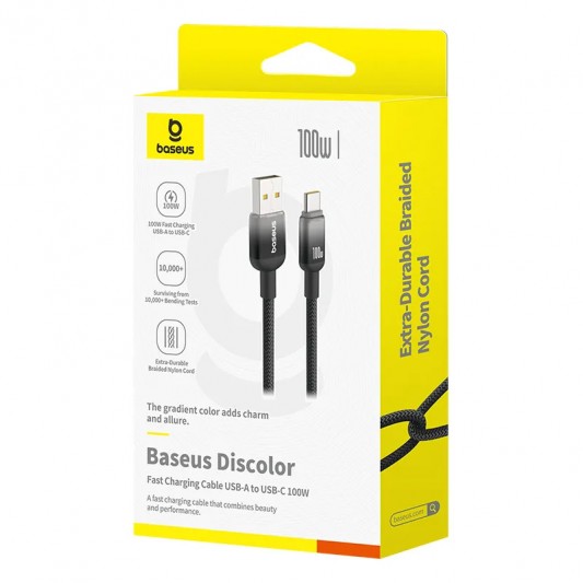 Дата кабель Baseus Discolor Series Fast Charging USB to Type-C 100W (1m) (P10374903) Cluster Black - изображение 3