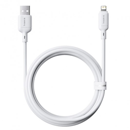 Дата кабель Baseus Silky Series OS Fast Charging USB to Lightning 2.4A (1m) (P1037770) Moon White - зображення 1 