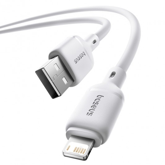 Дата кабель Baseus Silky Series OS Fast Charging USB to Lightning 2.4A (1m) (P1037770) Moon White - зображення 3 