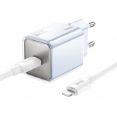 СЗУ Hoco N47 Glorious PD30W (1USB-C) + кабель Type-C to Lightning Blue