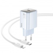 СЗУ Hoco N47 Glorious PD30W (1USB-C) + кабель Type-C to Lightning Blue