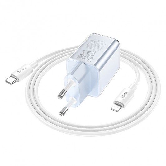 СЗУ Hoco N47 Glorious PD30W (1USB-C) + кабель Type-C to Lightning Blue - изображение 2