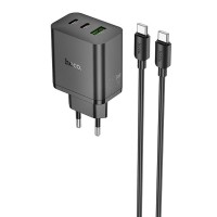 Блок питания Hoco N51 Scenery PD65W (1USB-A/2C) + кабель Type-C to Type-C Black