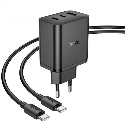 СЗУ Hoco N51 Scenery PD65W (1USB-A/2C) + кабель Type-C to Type-C Black - изображение 2
