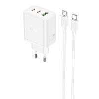 Блок питания Hoco N51 Scenery PD65W (1USB-A/2C) + кабель Type-C to Type-C White