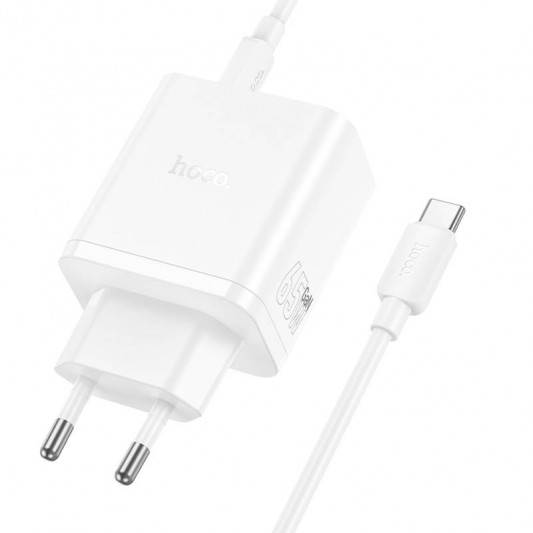 СЗУ Hoco N51 Scenery PD65W (1USB-A/2C) + кабель Type-C to Type-C White - изображение 1