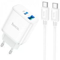 Блок питания Hoco C105A Stage PD20W+QC3.0 (1USB-A/1C) + кабель Type-C to Type-C White
