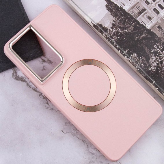 TPU чохол Bonbon Metal Style with MagSafe для Samsung Galaxy S22 Ultra Рожевий / Light Pink