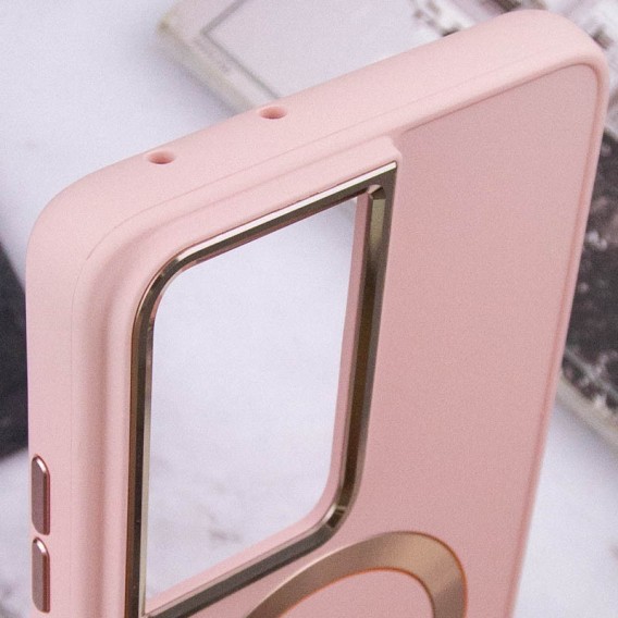 TPU чохол Bonbon Metal Style with MagSafe для Samsung Galaxy S22 Ultra Рожевий / Light Pink