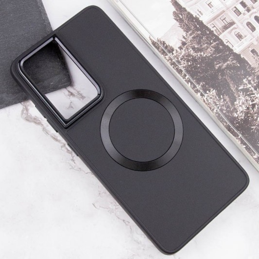 TPU чохол Bonbon Metal Style with MagSafe для Samsung Galaxy S22 Ultra Чорний / Black - зображення 3 
