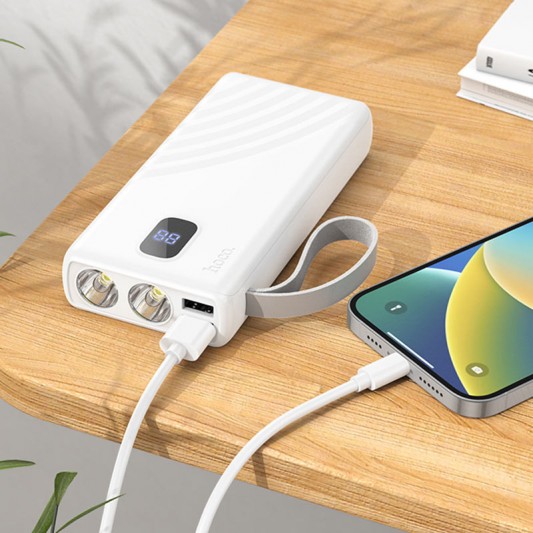 Портативний ЗП Power Bank Hoco J129A Nature flashlight 20000 mAh White - зображення 2 