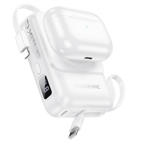 Портативний ЗП Power Bank BOROFONE BJ59 Refined 22.5W+PD20W з БЗП 10000 mAh White - зображення 1 