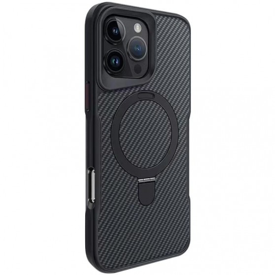 TPU+PC чехол Metal Buttons with MagSafe Carbon Ring для Apple iPhone 16 Pro (6.3") Черный