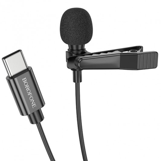 Мікрофон петличний Borofone BFK11 Elegant lavalier Type-C (2m) Black - зображення 1 