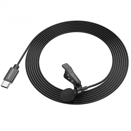 Мікрофон петличний Borofone BFK11 Elegant lavalier Type-C (2m) Black - зображення 3 
