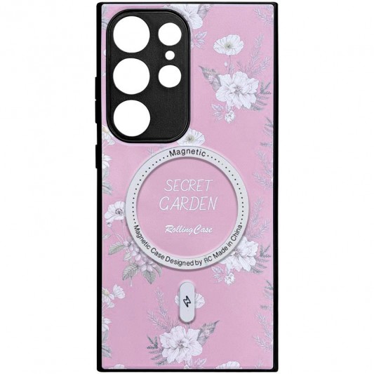 TPU+PC чехол Secret Garden with MagFit для Samsung Galaxy S23 Ultra Pink