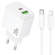 СЗУ Hoco CS54A Surplus PD20W+QC3.0 (1USB-A/1C) + кабель Type-C to Lightning White