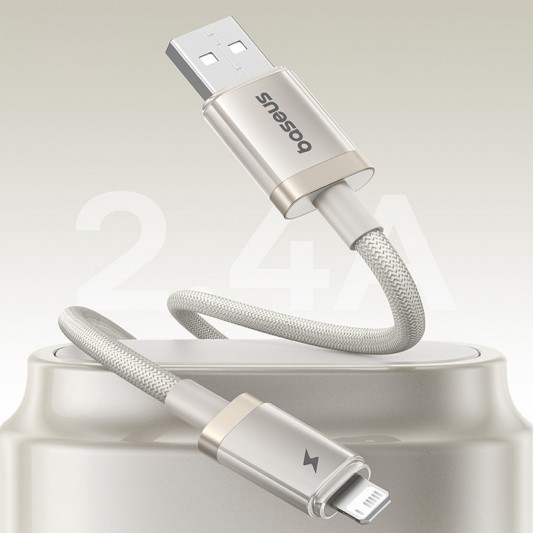 Дата кабель Baseus Titanium Alloy Fast Charging USB to Lightning 2.4A (1m) (P10378102) Galaxy Titanium Gold - зображення 1 