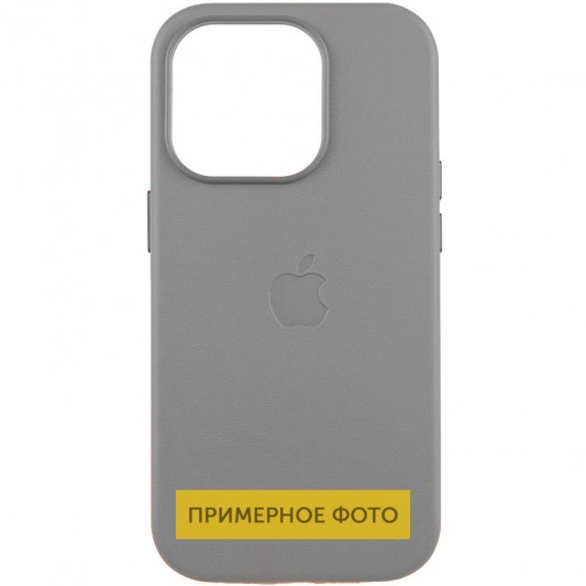 Кожаный чехол Leather Case (AAA) with MagSafe для Apple iPhone 16e (6.1") Light Gray
