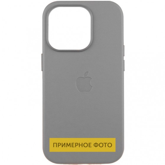 Кожаный чехол Leather Case (AAA) with MagSafe для Apple iPhone 16e (6.1") Light Gray