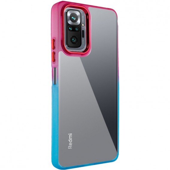 Чехол TPU+PC Fresh sip series для Xiaomi Redmi Note 10 Pro / 10 Pro Max Бирюзовый / Розовый