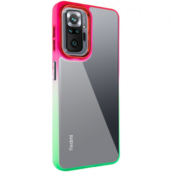 Чехол TPU+PC Fresh sip series для Xiaomi Redmi Note 10 Pro / 10 Pro Max Салатовый / Розовый