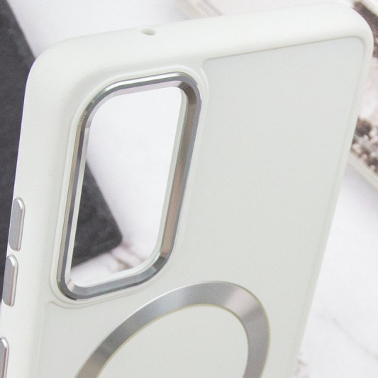 TPU чохол Bonbon Metal Style with MagSafe для Samsung Galaxy S22 Білий / White - зображення 4 