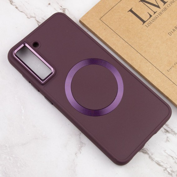 TPU чохол Bonbon Metal Style with MagSafe для Samsung Galaxy S22 Бордовий / Plum
