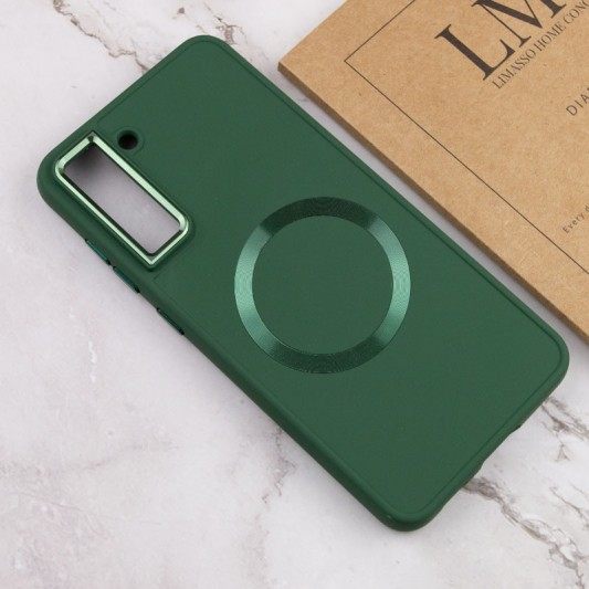 TPU чохол Bonbon Metal Style with MagSafe для Samsung Galaxy S22 Зелений / Army Green - зображення 3 