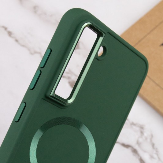 TPU чохол Bonbon Metal Style with MagSafe для Samsung Galaxy S22 Зелений / Army Green - зображення 4 