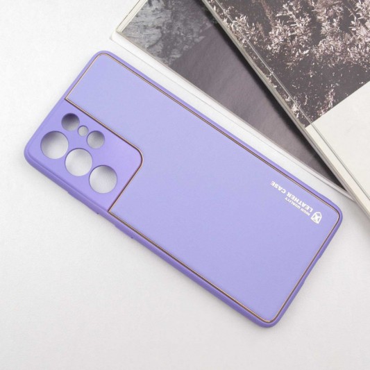 Шкіряний чохол Xshield для Samsung Galaxy S21 Ultra Бузковий / Dasheen - зображення 1 