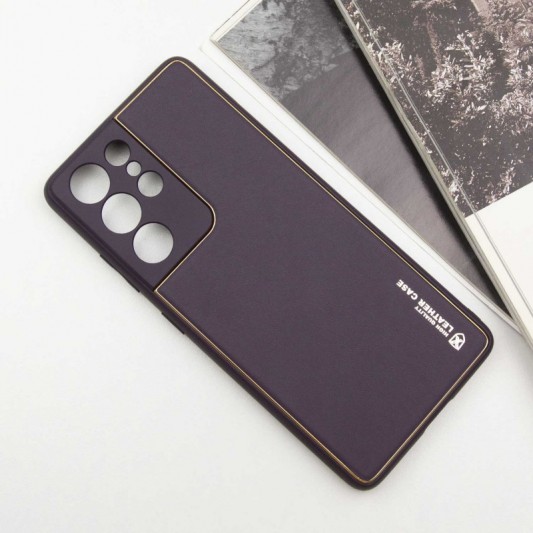 Шкіряний чохол Xshield для Samsung Galaxy S21 Ultra Фіолетовий / Dark Purple - зображення 1 