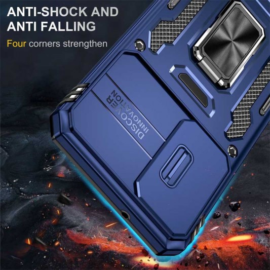 Ударопрочный чехол Camshield Army Ring для Samsung Galaxy S23 FE Синий / Navy - изображение 3