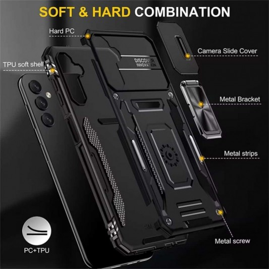 Ударопрочный чехол Camshield Army Ring для Samsung Galaxy S23 FE Черный / Black - изображение 1